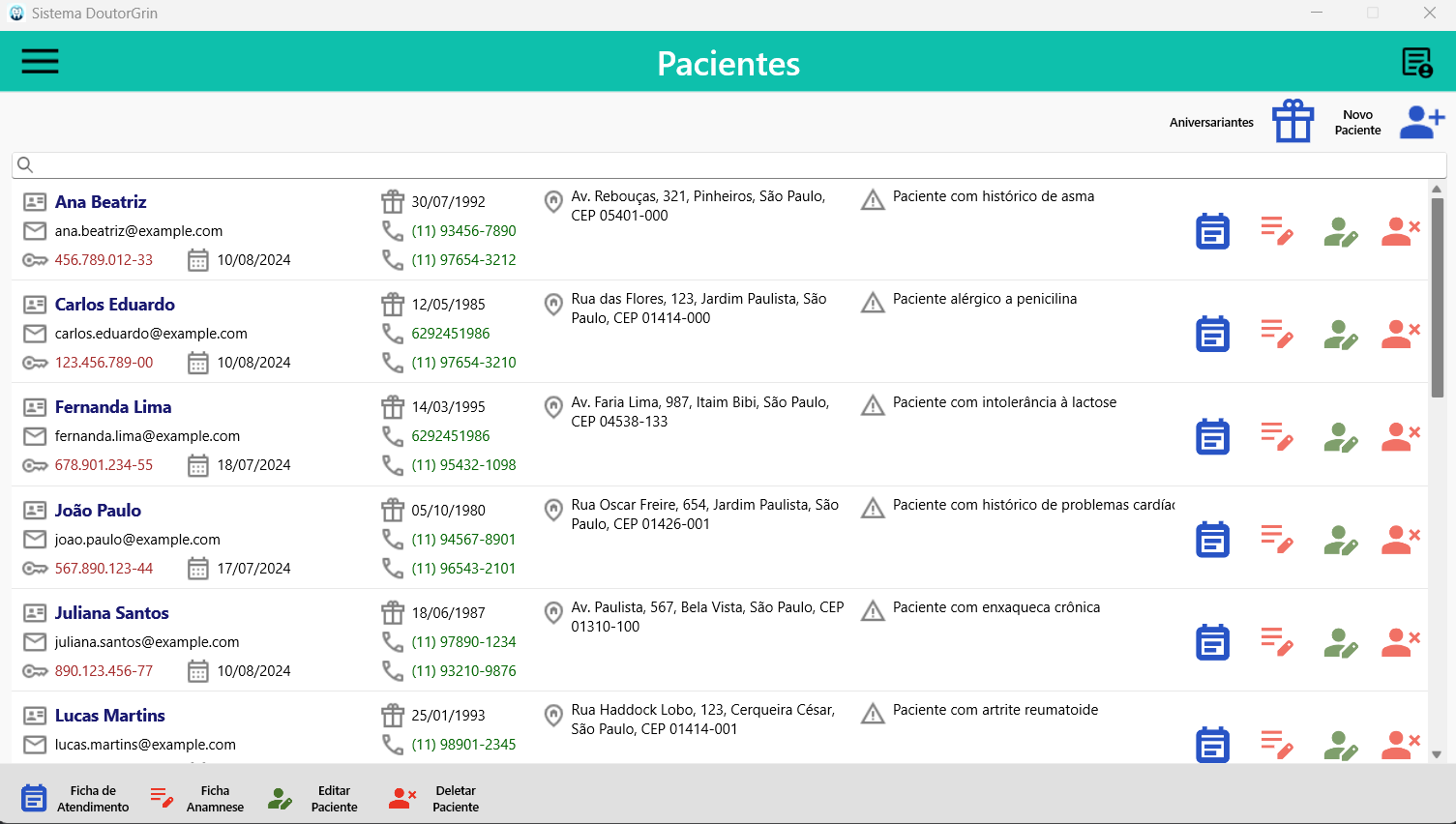 Cadastro de Paciente