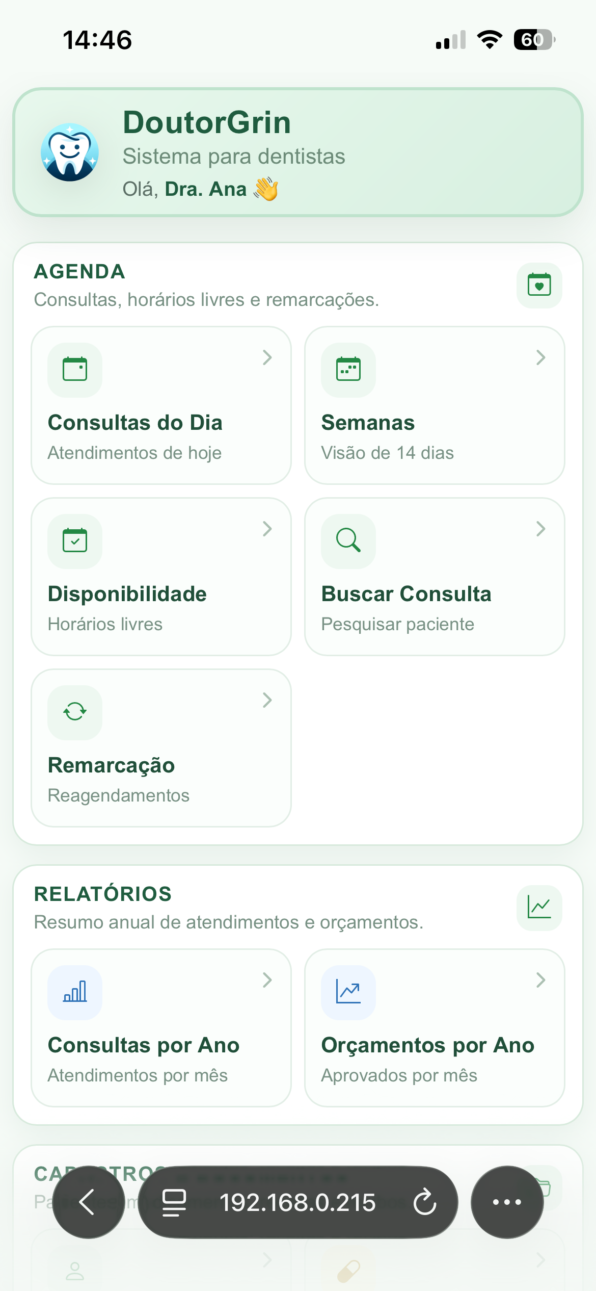 Menu mobile do DoutorGrin
